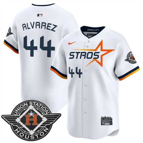 Mens Houston Astros #44 Yordan Alvarez White 2025 City Connect Limited Stitched Jersey Dzhi